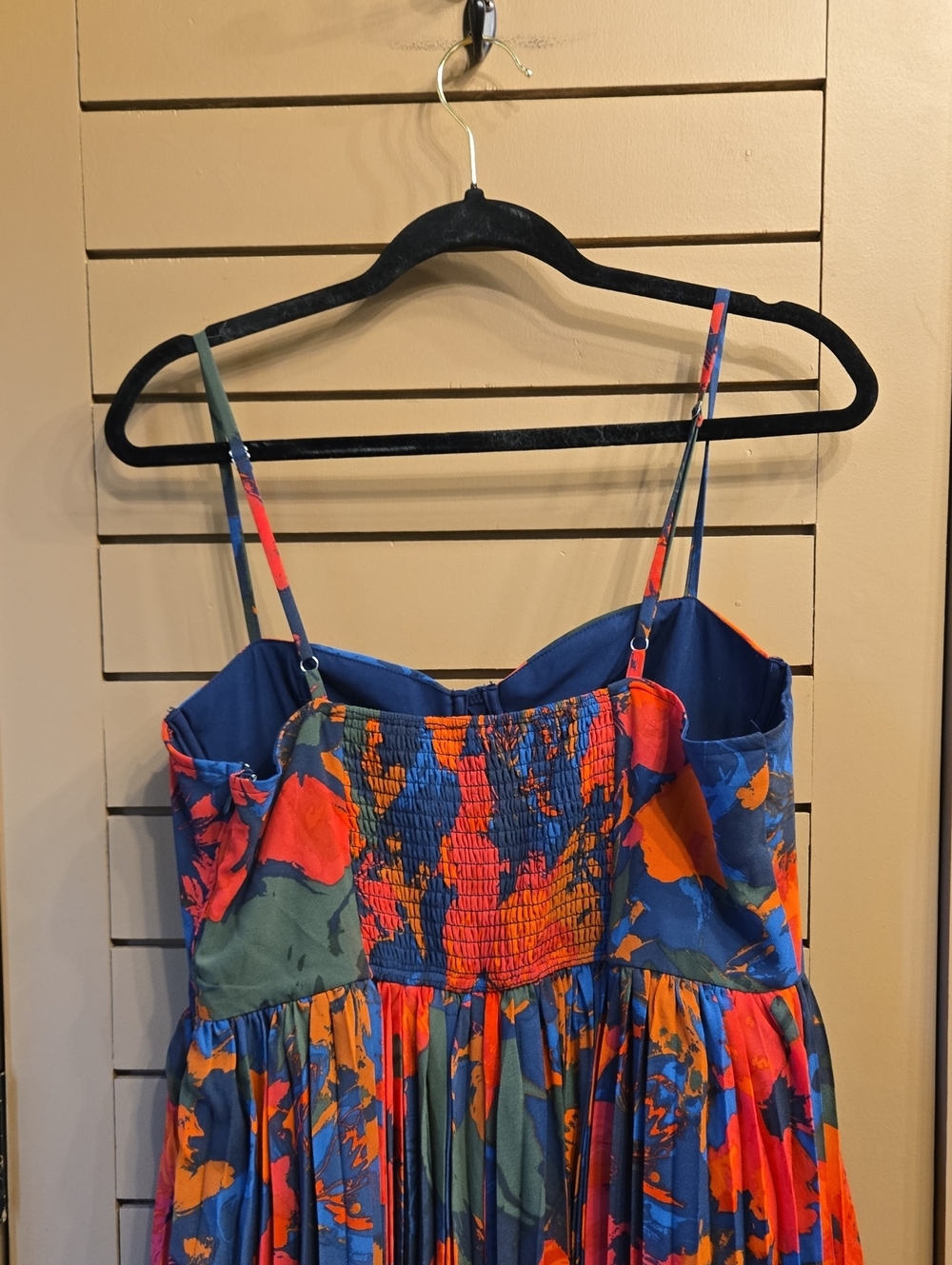 Lulu's Dorothy Dark Blue Multi Floral Print Pleated Midi Dress Size XL - Picture 9 of 10